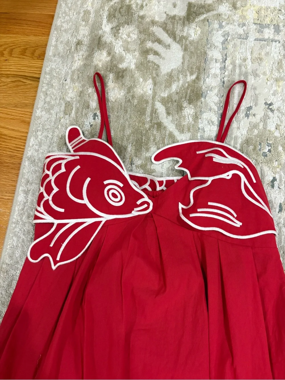Commense Red Embroidered Fish Maxi Dress - Picture 2 of 6
